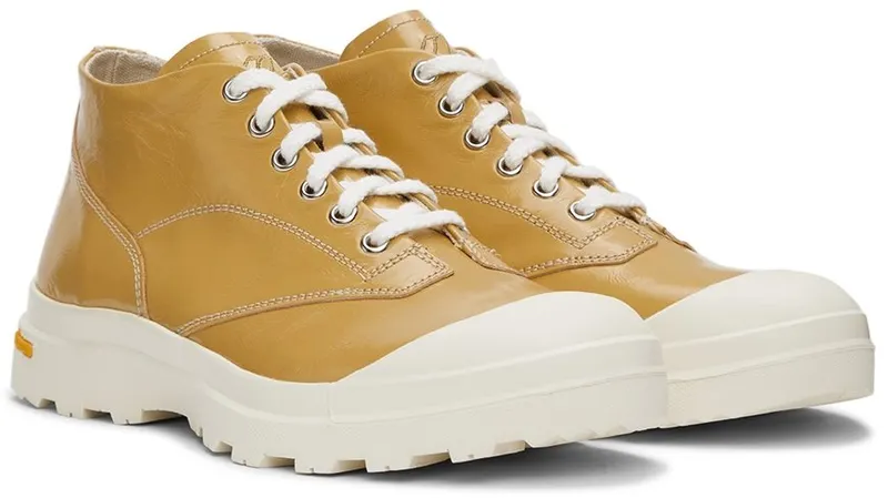 Our Legacy Yellow Tar Dip Mid Sneakers (A2227HTA)