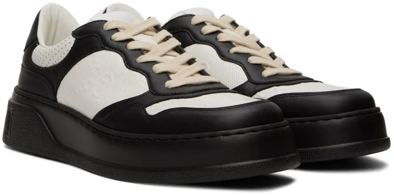 Gucci Black & White Embossed Sneakers (669582 AAA4T)