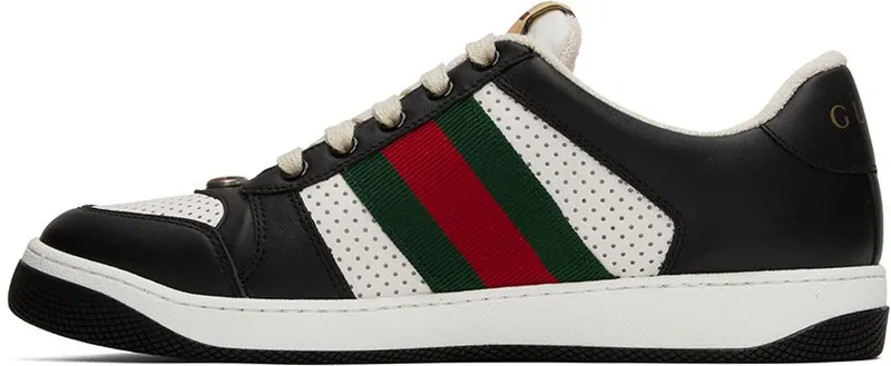 Gucci Black & White Screener Sneakers (546163 AAA4S)