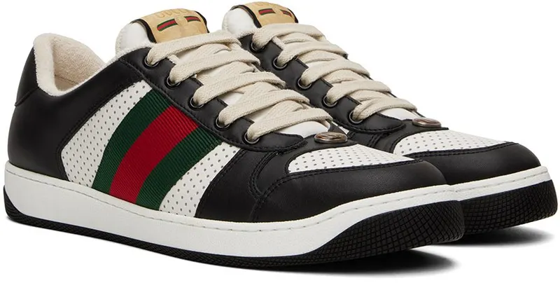 Gucci Black & White Screener Sneakers (546163 AAA4S)