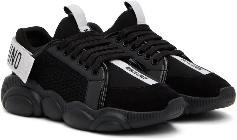 Moschino Black Strap Teddy Sneakers (MA15113G0F MR1)