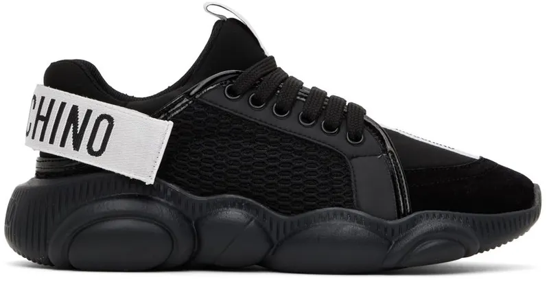 Moschino Black Strap Teddy Sneakers (MA15113G0F MR1)