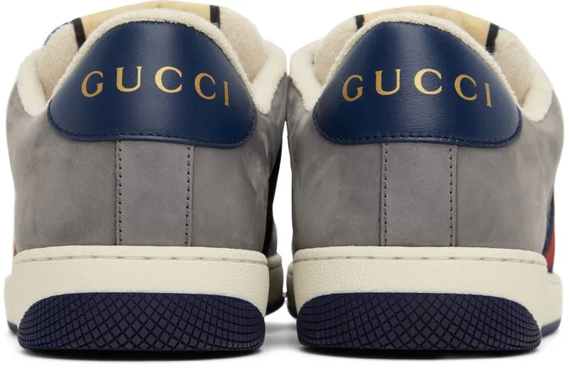 Gucci Navy & Gray Screener Sneakers (576223 FAA3T)