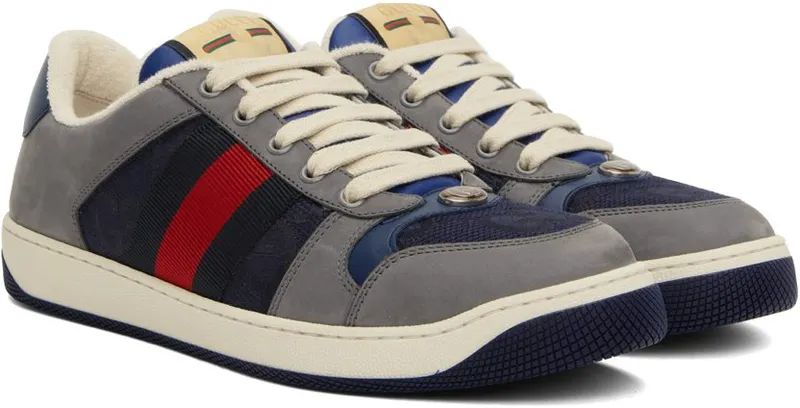 Gucci Navy & Gray Screener Sneakers (576223 FAA3T)