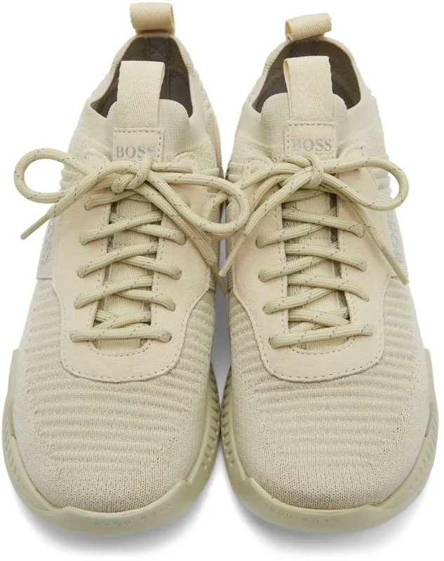 BOSS Beige Knitted Repreve® Sock Trainer 131 – OPEN WHITE (50452034)