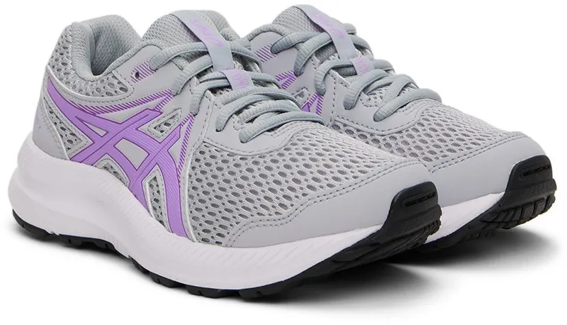 Asics Kids Gray & Purple Contend 7 Big Kids Piedmont Grey/Lavend (1014A192.021)