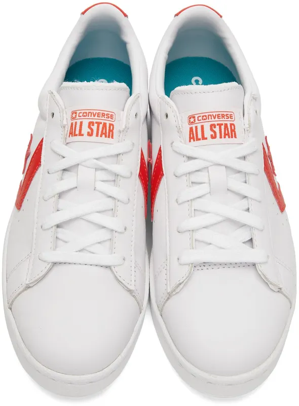 Converse White & Orange Leather Pro OX WTE/BRIGHT POPPY/WTE (170756C)