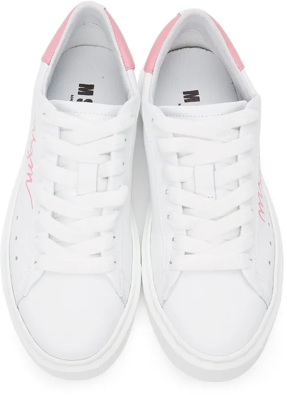 MSGM White & Pink Logo Low Pink (3041MDS11 038)