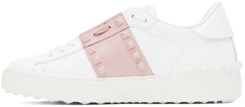 Valentino Garavani White & Pink Rockstud Sneaker 834 Bianco/Water Ros (1W0S0A01LTU)