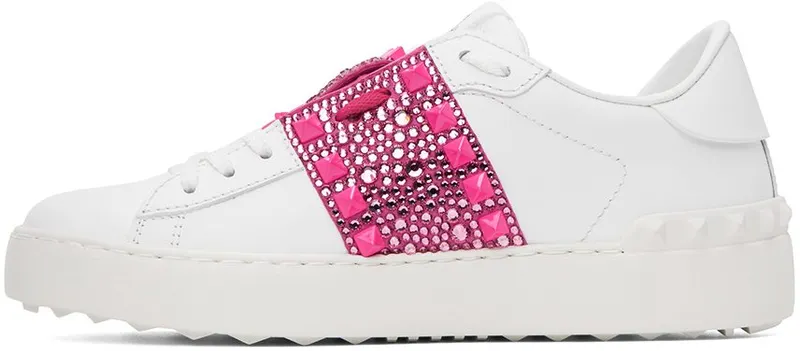 Valentino Garavani White & Pink Rockstud Untitled Ux4 Bianco/Pink Pp-R (1W0S0A01LHY)