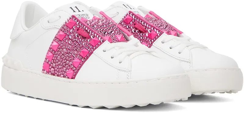 Valentino Garavani White & Pink Rockstud Untitled Ux4 Bianco/Pink Pp-R (1W0S0A01LHY)