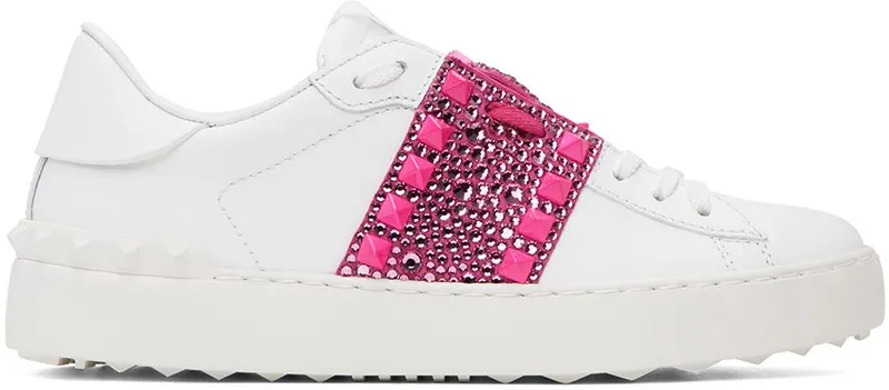 Valentino Garavani White & Pink Rockstud Untitled Ux4 Bianco/Pink Pp-R (1W0S0A01LHY)