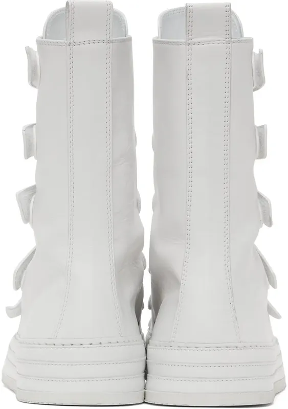 Ann Demeulemeester White Leather Velcro High-Top WHITE (2101-4243-376)
