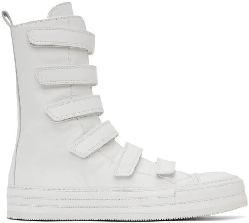 Ann Demeulemeester White Leather Velcro High-Top WHITE (2101-4243-376)
