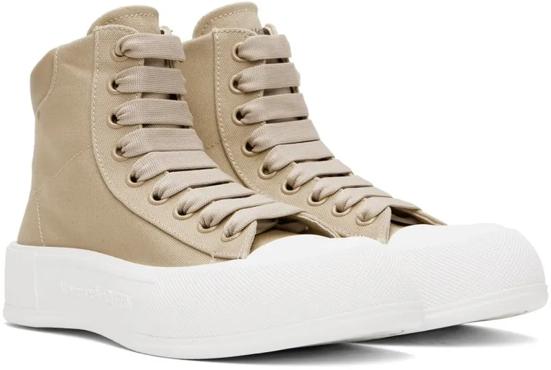 Alexander McQueen Beige Deck Plimsoll 1623 Lunar/Lunar (697123W4UW1)