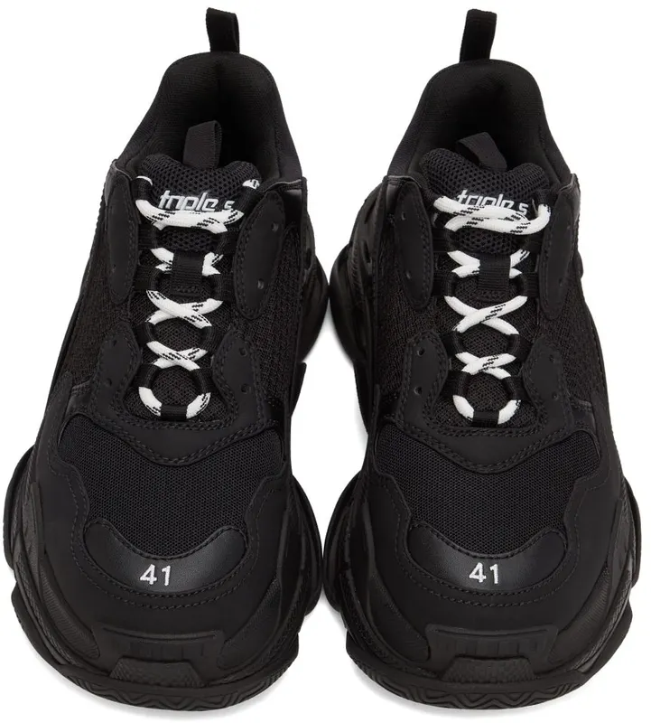 Balenciaga Black & White Triple S Sneaker 1000 BLACK (534217-W2CA1-1000)