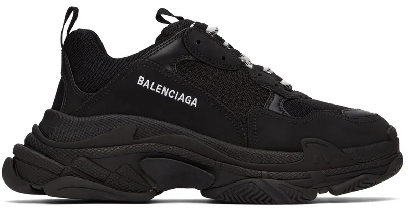 Balenciaga Black & White Triple S Sneaker 1000 BLACK (534217-W2CA1-1000)