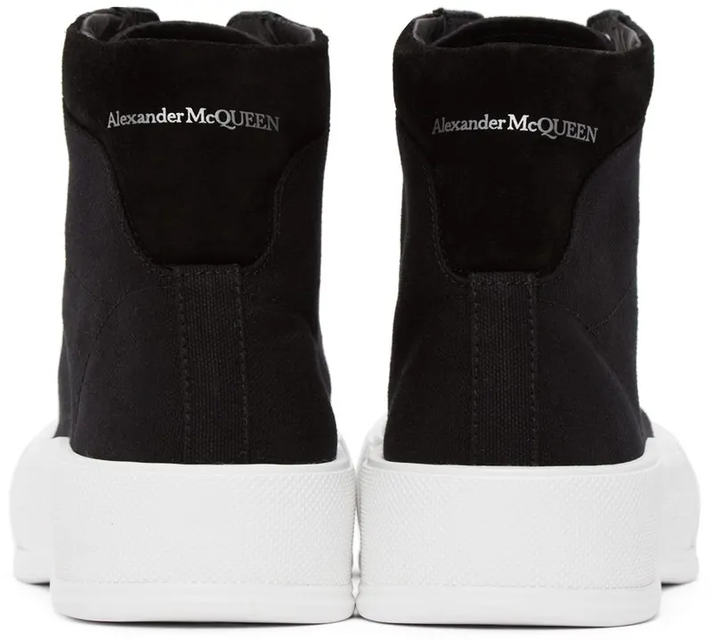 Alexander McQueen Black Deck Plimsoll High Top 1070 BLACK/BLACK/WHI (667816W4MV7)