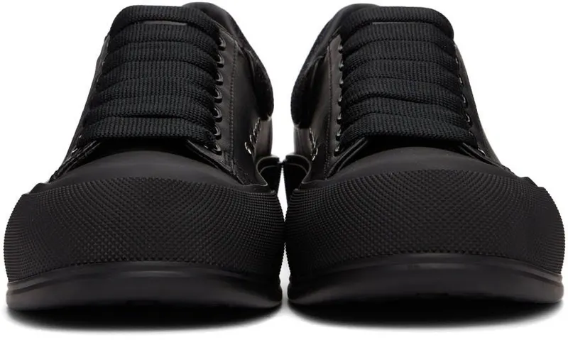 Alexander McQueen Black Glitter Deck Plimsoll 1449 BLACK/STARRY NI (682410WIB66)