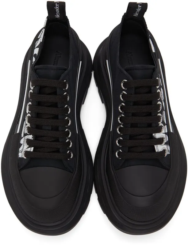 Alexander McQueen Black Logo Tread Slick 1006 Blk/Blk/Wh/Blk/ (676711W4RQ2)