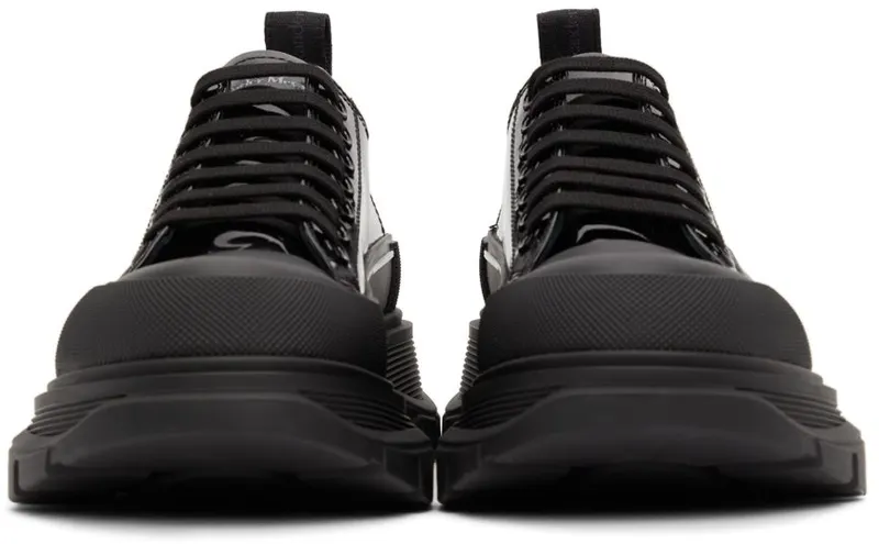 Alexander McQueen Black Patent Tread Slick Low 1068 BLACK/BLACK/ANT (668774WIA35)