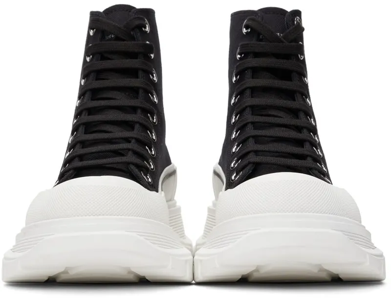 Alexander McQueen Black Tread Slick High 1070 Blk Wh (611706 W4MV2)