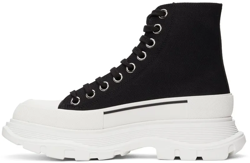 Alexander McQueen Black Tread Slick High 1070 Blk Wh (611706 W4MV2)