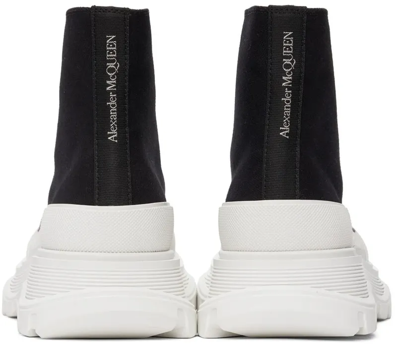 Alexander McQueen Black Tread Slick High 1070 Blk Wh (611706 W4MV2)