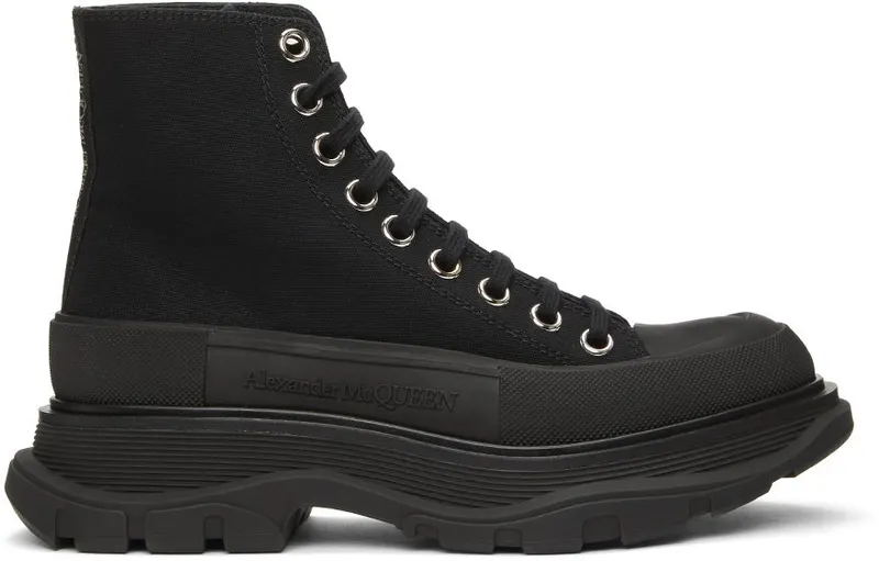 Alexander McQueen Black Tread Slick High 1000 Black (611706 W4L32)