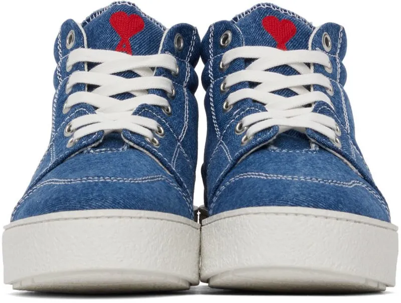 AMI Alexandre Mattiussi Blue Denim Ami de Cœur High-Top MDWASHDENIM (A21S402.601)