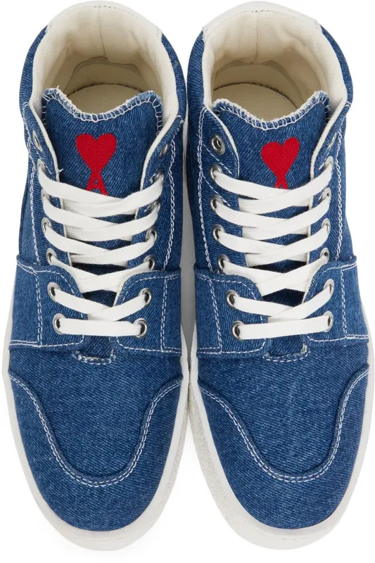 AMI Alexandre Mattiussi Blue Denim Ami de Cœur High-Top MDWASHDENIM (A21S402.601)