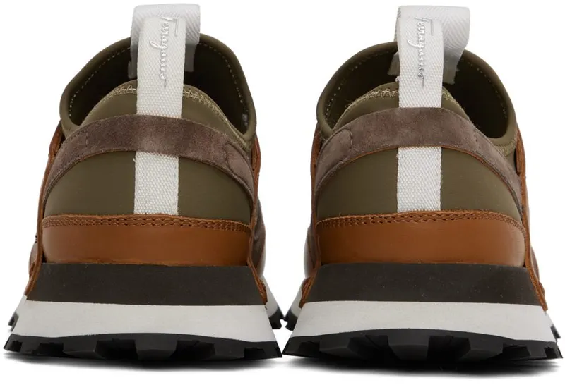 Salvatore Ferragamo Brown & Green Indy SELLA (AMBRA) CARAWA (756568 020936003)