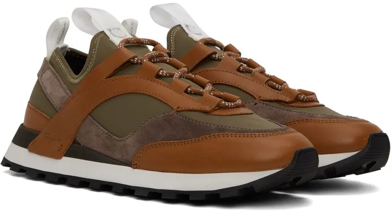 Salvatore Ferragamo Brown & Green Indy SELLA (AMBRA) CARAWA (756568 020936003)