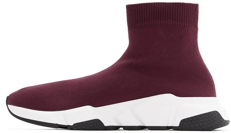 Balenciaga Burgundy & White Graffiti Sole Speed High-Top 6091 PRUNE (605972-W05GE-6091)
