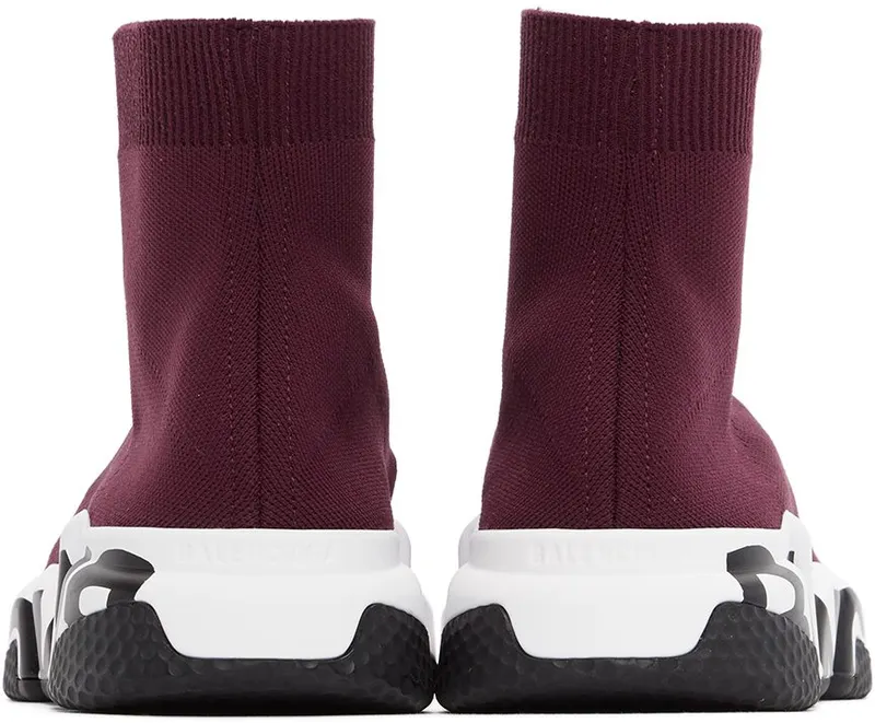 Balenciaga Burgundy & White Graffiti Sole Speed High-Top 6091 PRUNE (605972-W05GE-6091)