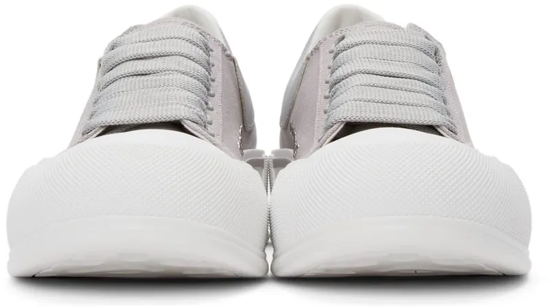 Alexander McQueen Grey & White Deck Plimsoll 1497 COOL GREY/DOVE (654594W4MVH)