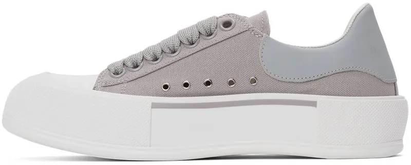 Alexander McQueen Grey & White Deck Plimsoll 1497 COOL GREY/DOVE (654594W4MVH)