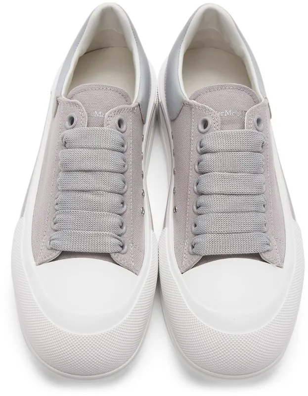 Alexander McQueen Grey & White Deck Plimsoll 1497 COOL GREY/DOVE (654594W4MVH)
