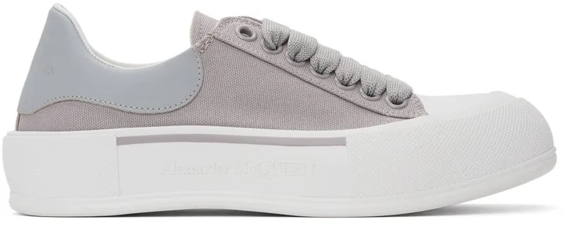 Alexander McQueen Grey & White Deck Plimsoll 1497 COOL GREY/DOVE (654594W4MVH)