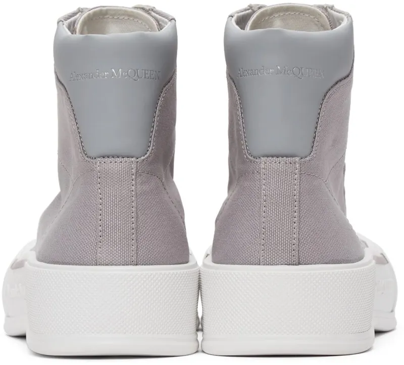 Alexander McQueen Grey Canvas Deck Plimsoll High 1497 COOL GREY/DOVE (667816W4MVH)