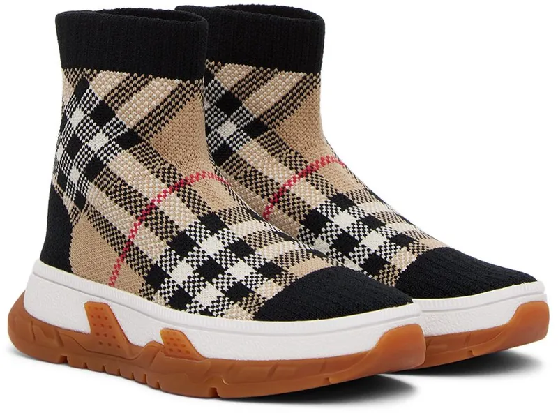 Burberry Kids Black & Beige Vintage Check Sock BLACK (8054765)