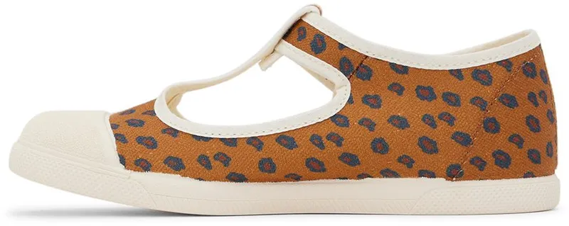 TINYCOTTONS Kids Tan Animal Print Mary Jane Mustard K21 (AW22-361)
