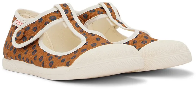 TINYCOTTONS Kids Tan Animal Print Mary Jane Mustard K21 (AW22-361)