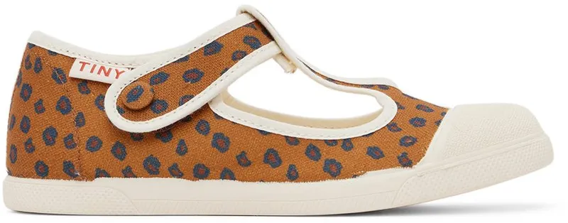 TINYCOTTONS Kids Tan Animal Print Mary Jane Mustard K21 (AW22-361)