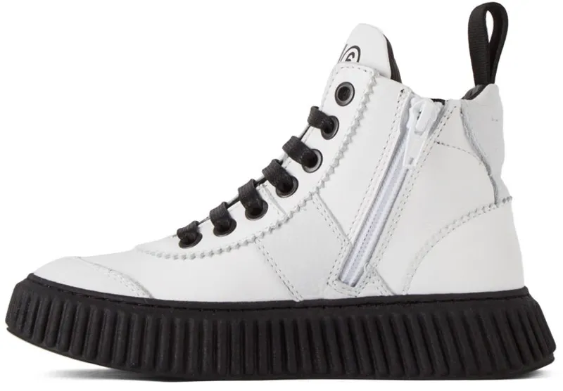 MM6 Maison Margiela Kids White & Black Logo Boots 1 White (68977)