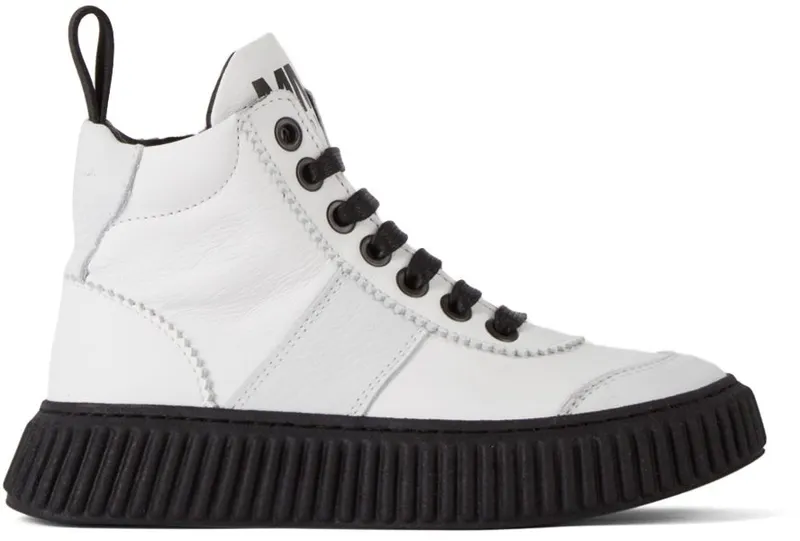 MM6 Maison Margiela Kids White & Black Logo Boots 1 White (68977)