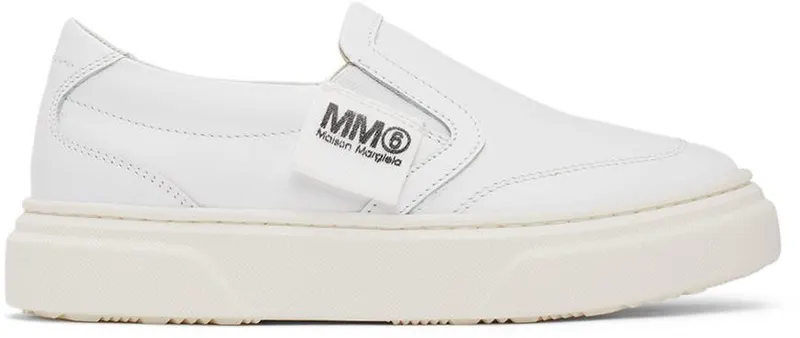 MM6 Maison Margiela Kids White Logo Slip-On 1 White (70332)