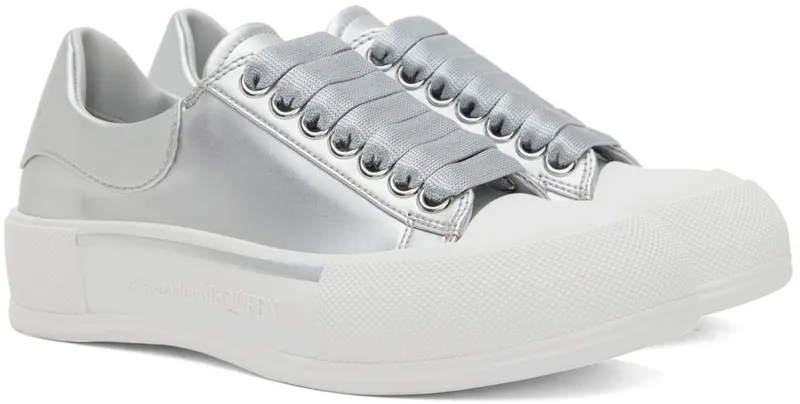 Alexander McQueen Silver Deck Plimsoll 8100 Silver/Silver (697122W4SL3)