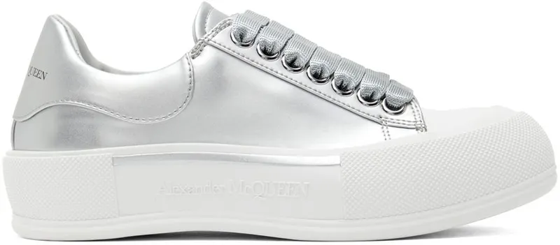 Alexander McQueen Silver Deck Plimsoll 8100 Silver/Silver (697122W4SL3)