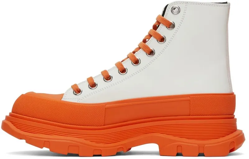 Alexander McQueen SSENSE Exclusive White & Orange Tread Slick High 9350 WHI/ORA./BLK/SI (627206WHYK3)